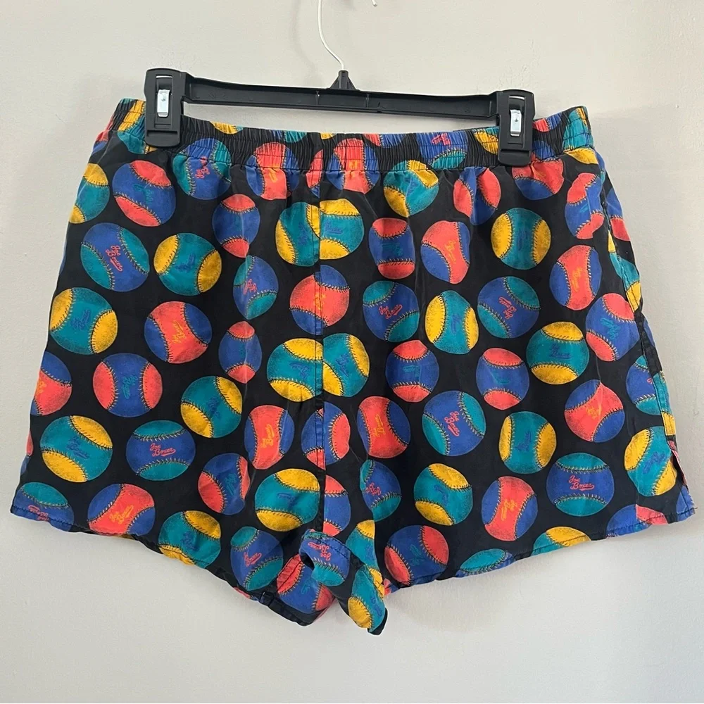 vintage Joe Boxer silk‎ boxers colorful large baseballs